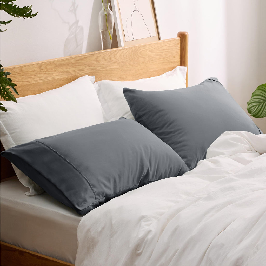 Bedsure King Size Pillow Cases Set Of 2 - Dark Grey Polyester Microfiber Pillowcases 2 Pack, Super Soft Pillow Case Cover With Envelop Closure, 20X36 Inches