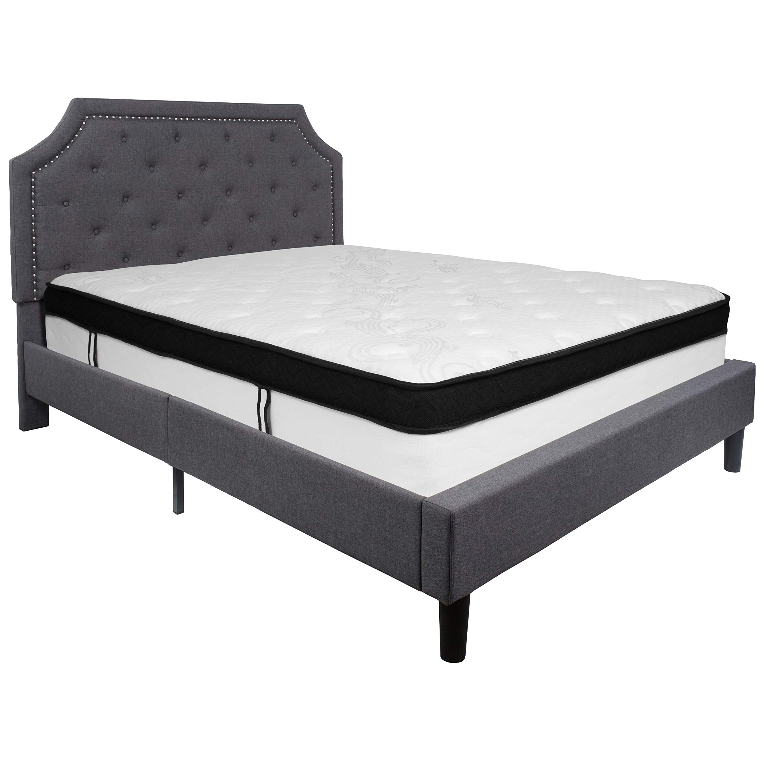 Flash Furniture Brighton Queen Size Tufted Upholstered Platform Bed - Thumbnail 2