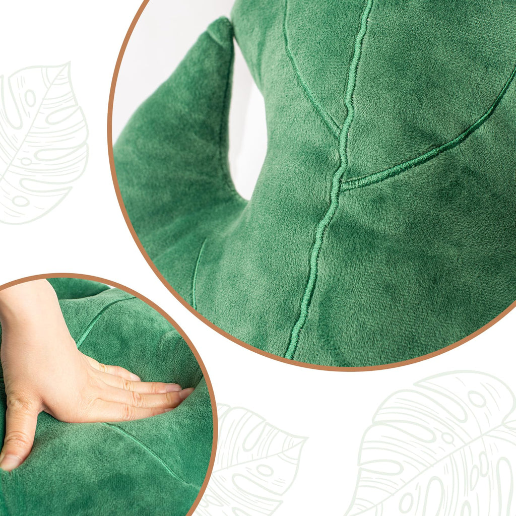 Aels Set Of 2 3D Leaves Decorative Throw Pillows, 18''& 14'' Monstera Deliciosa Plush Pillow Set For Plant Lovers Garden Lovers,