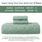 Litanika Sage Green Oversized King Bedspreads 128X120 Quilt Set - Lightweight Summer Comforter Coverlets, Boho Farmhouse Bedding