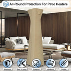 Outdoorlines Waterproof Outdoor Patio Heater Covers With Zipper And Storage Bag, Dust-Proof Uv-Resistant Windproof Propane Heavy Duty Heater Cover For Standing Heater, 2 Packs-90Hx23Lx23W Inch Camel