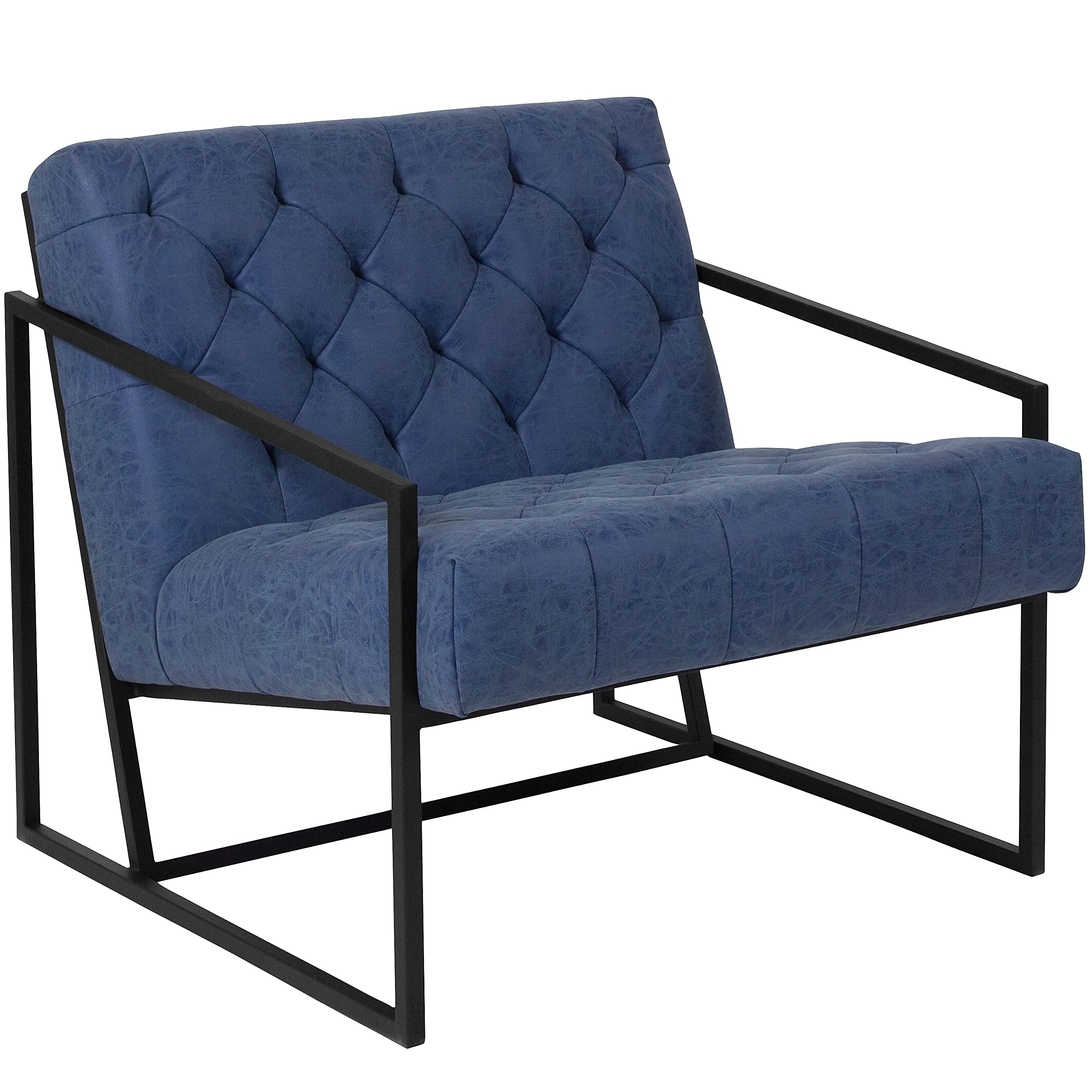 Flash Furniture Hercules Madison Series Retro Blue Leathersoft Tufted Lounge Chair