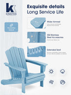Kingyes Folding Adirondack Chair Set Of 6, Hdpe All-Weather Folding Adirondack Chair, Light Blue