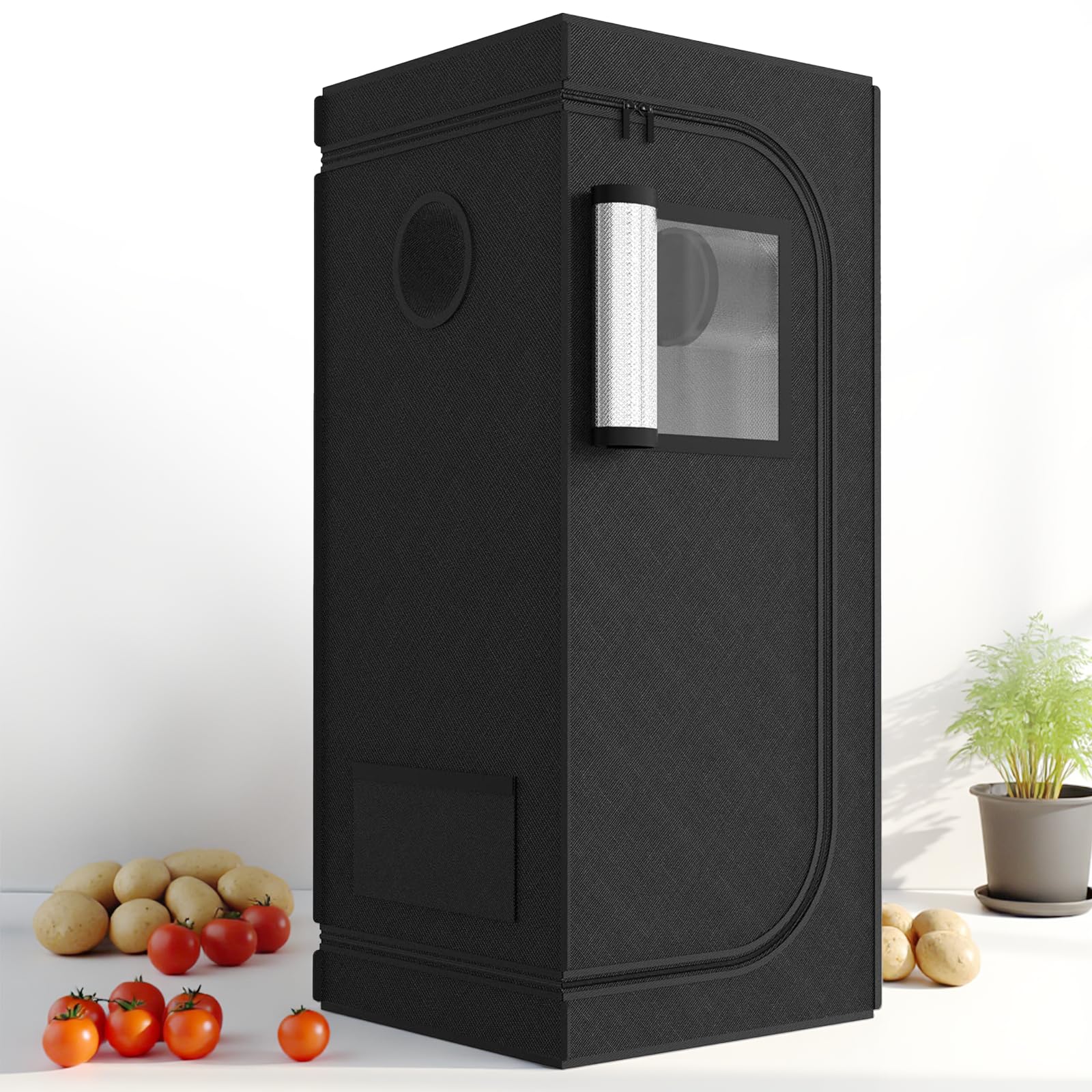 Ipower 24' X 24' X 55' Grow Tent With Observation Window, Hydroponic Water-Resistant Tent With Removable Floor Tray And Tool