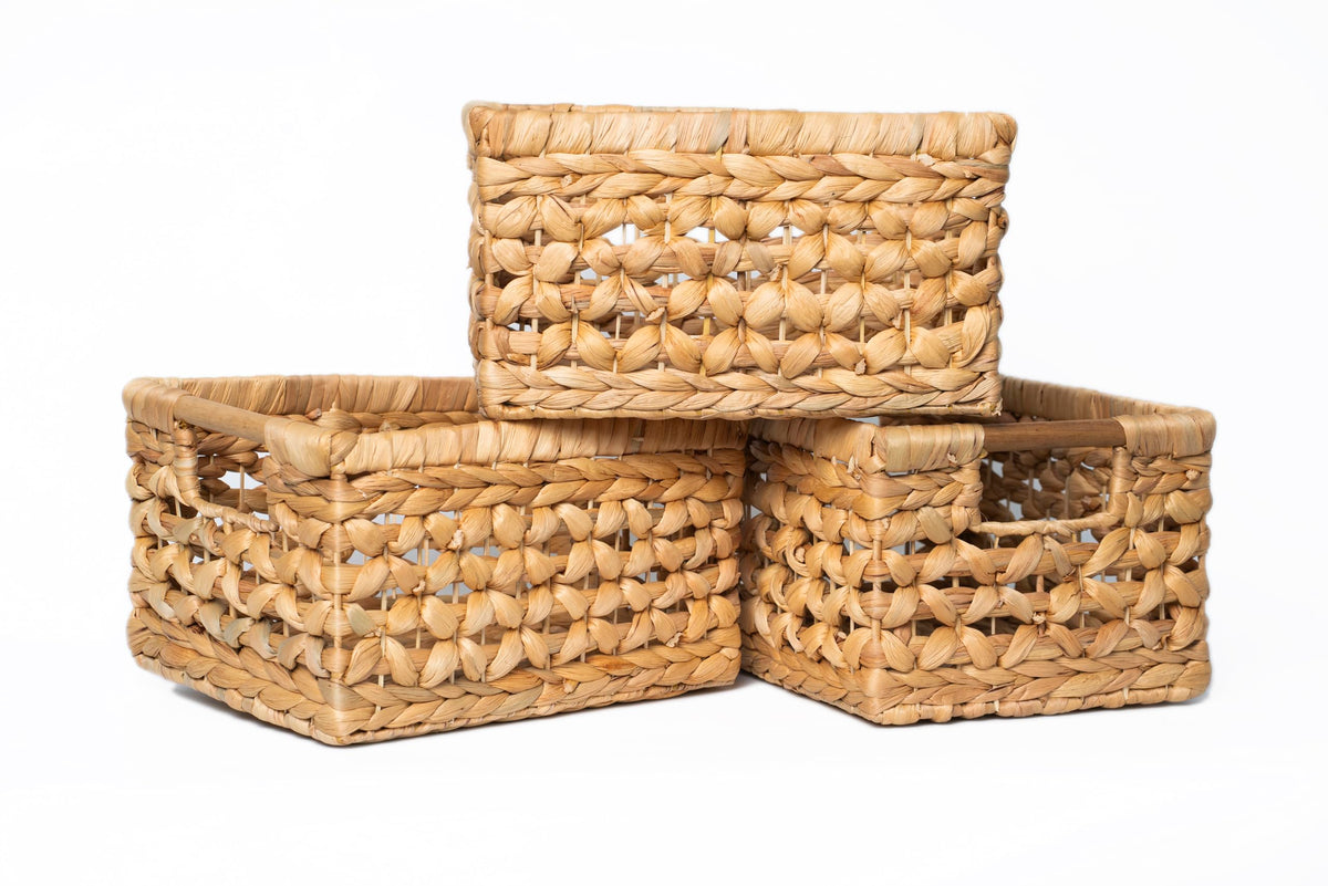 NAYA Set of 3M (11.6x8,9x6,9) Water Hyacinth Shelf Storage Baskets