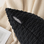 Kevin Textile Set Of 2 Decorative Pillow Cover Solid Striped Corduroy Plush Velvet Cushion Cover For Couch, 50Cm, 20 X 20 Inch, Black