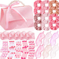 Eurzom 40 Pcs Valentine Gifts Set Bulk Pink Party Gift 10 Giftboxes 10 Sleeping Eye Mask 10 Velvet Scrunchies 10 Fuzzy Socks Gal