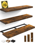 BAYKA Floating Shelves for Wall, 36 inches Wall Mounted Rustic Wood Shelves for Bathroom, Bedroom, Living Room, for Storage/Deco