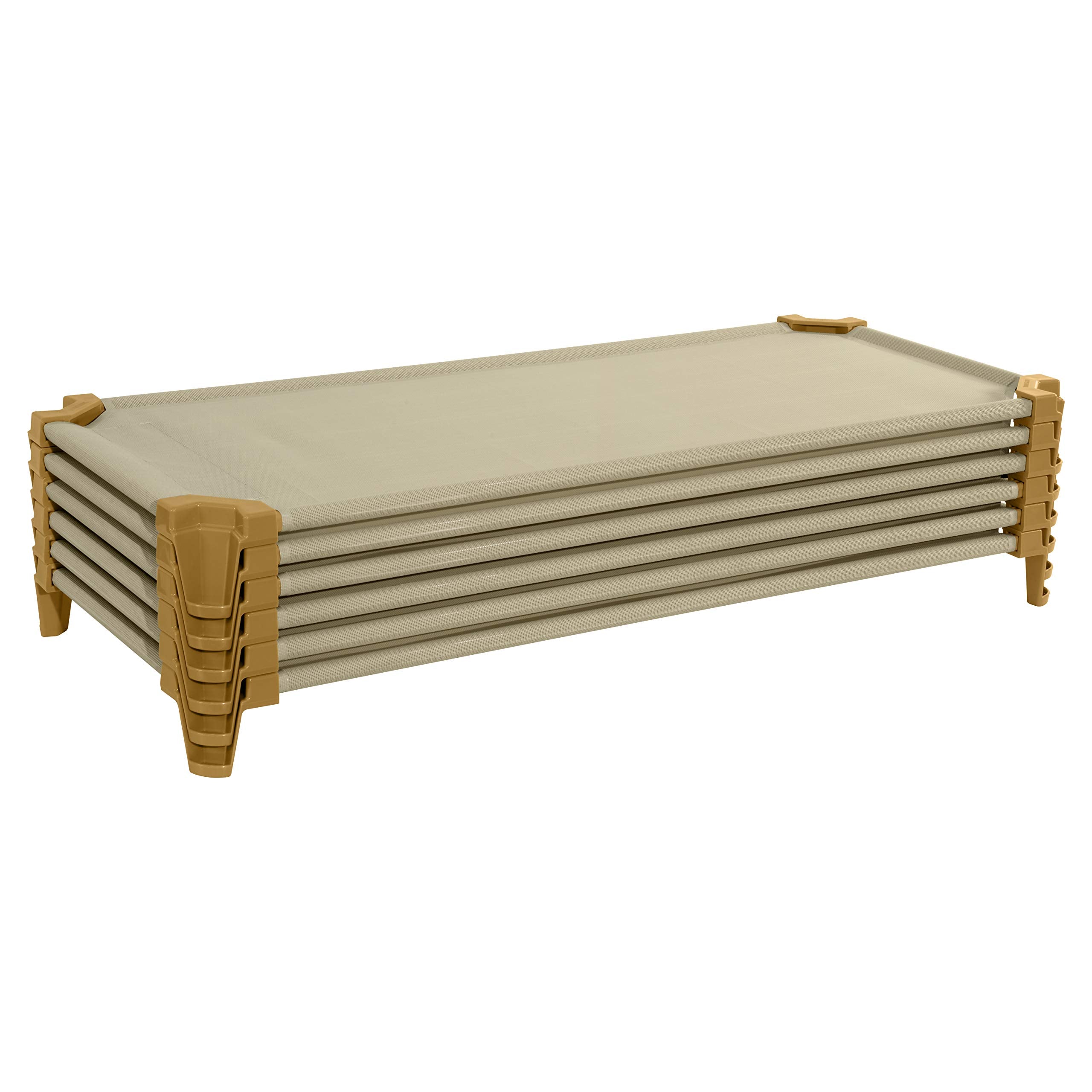 Wood Designs Stackable Daycare Cots for Kids, 52, Tan, Ready-to-Assemble Nap Cots for Sleeping - Preschool, Daycare, Kindergarte