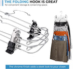 6-Tier Foldable Pants & Skirt Hanger with Adjustable Clips, 6-Pair Chrome Steel