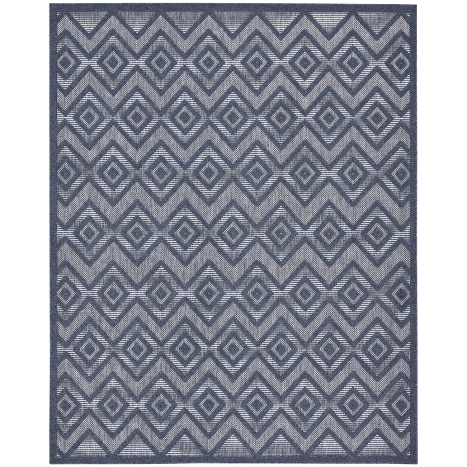 Nourison Versatile Indoor/Outdoor Navy Blue 8' X 10' Area Rug, Easy Cleaning, Non Shedding, Bed Room, Living Room, Dining Room, Deck, Backyard, Patio, High Traffic Area (8X10)