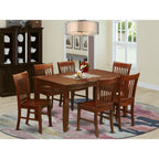 East West Furniture DUNO7-MAH-W Dudley 7 Piece Dining Set Consist of a Rectangle Solid Wood Table and 6 Kitchen Room Chairs, 36x60 Inch, Mahogany