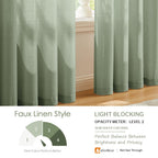 Melodieux Sage Green Semi Sheer Curtains 96 Inches Long For Living Room, Bedroom Faux Linen Texture Rod Pocket Privacy Sheer Dra