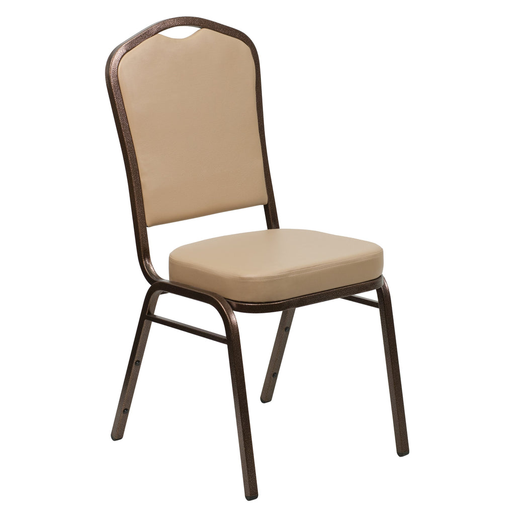 Flash Furniture HERCULES Series Crown Back Stacking Banquet Chair in Tan Vinyl - Copper Vein Frame