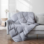 puredown Soft Feather Down Throw Blanket Lightweight Packable Couch Throw for Indoor and Outdoor Use, 50''X70'', Sliver Gray