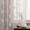 Kotile Blush Pink Sheer Curtains 54 Inch Length, 2 Panels, W42 x L54 Inch Each, Country Rustic Floral Coquette Lace Curtains for