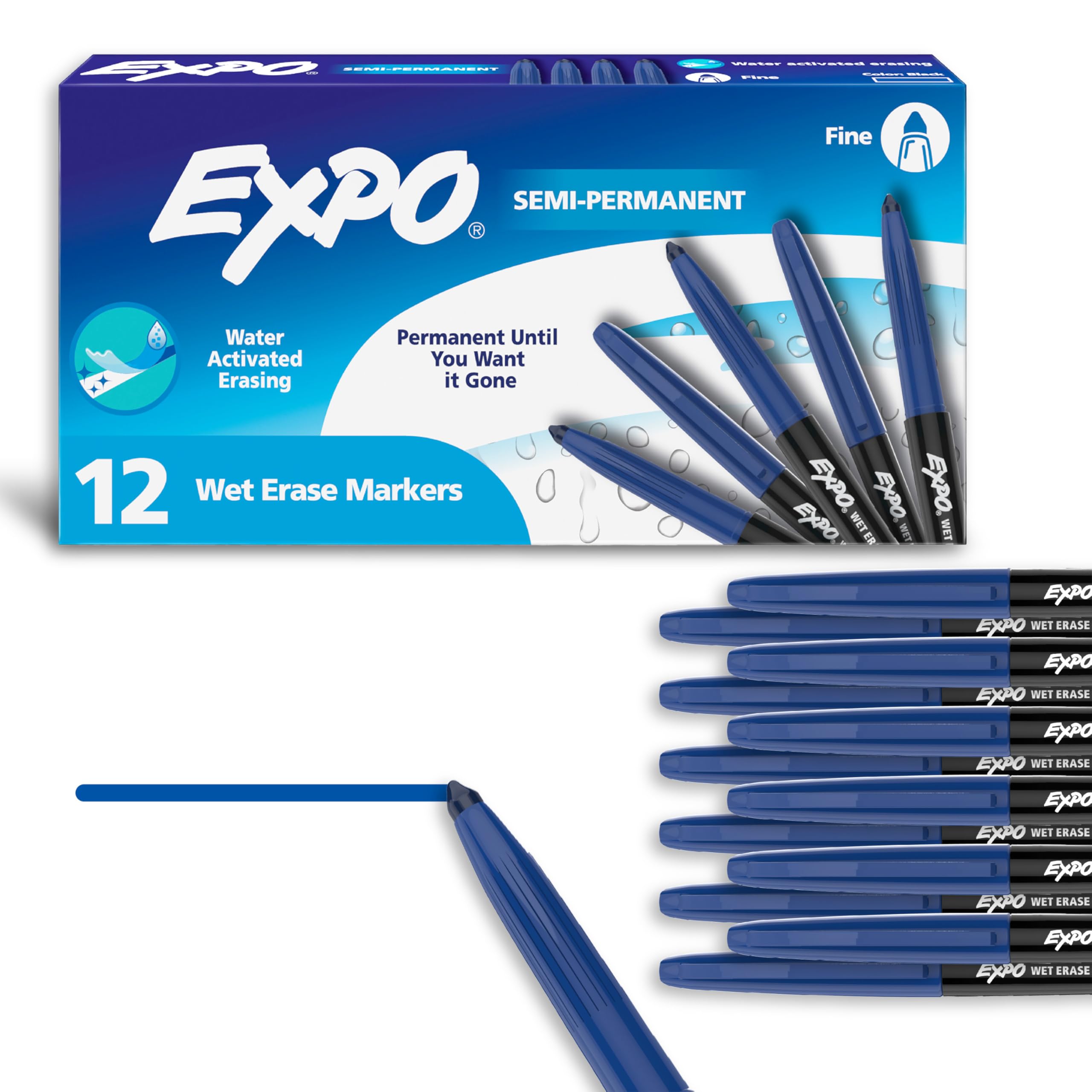 Wet Erase Fine Blue 12 Ct