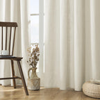 Joydeco Linen Curtains For Living Room,Light Filtering Rod Pocket Back Tab Semi Sheer Drapes Window Long Curtains 90 Inches Long