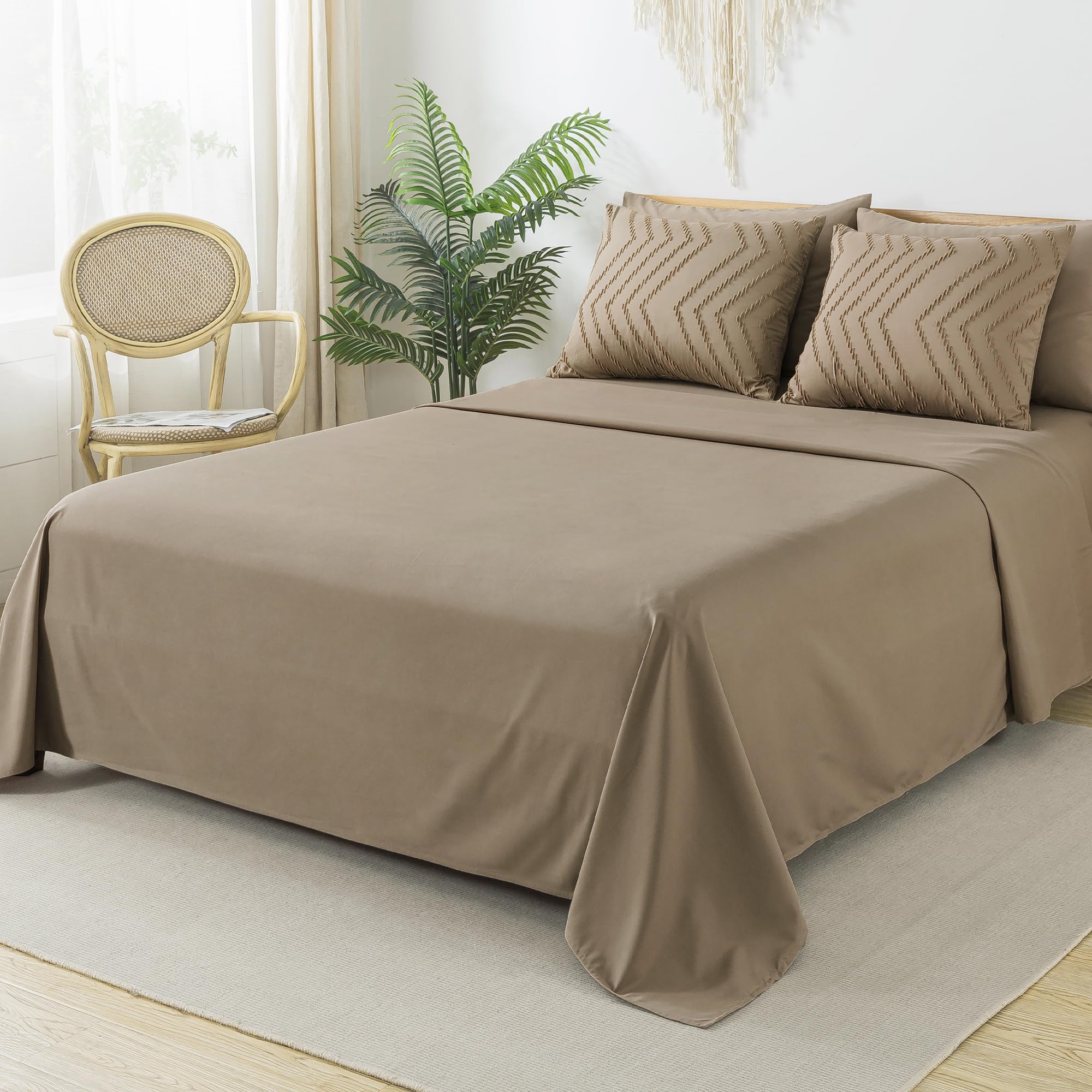 Litanika Taupe Comforter Set King Size With Sheets - 7 Pieces King Bed In A Bag Boho Tufted Complete Beddding Sets With Comforte