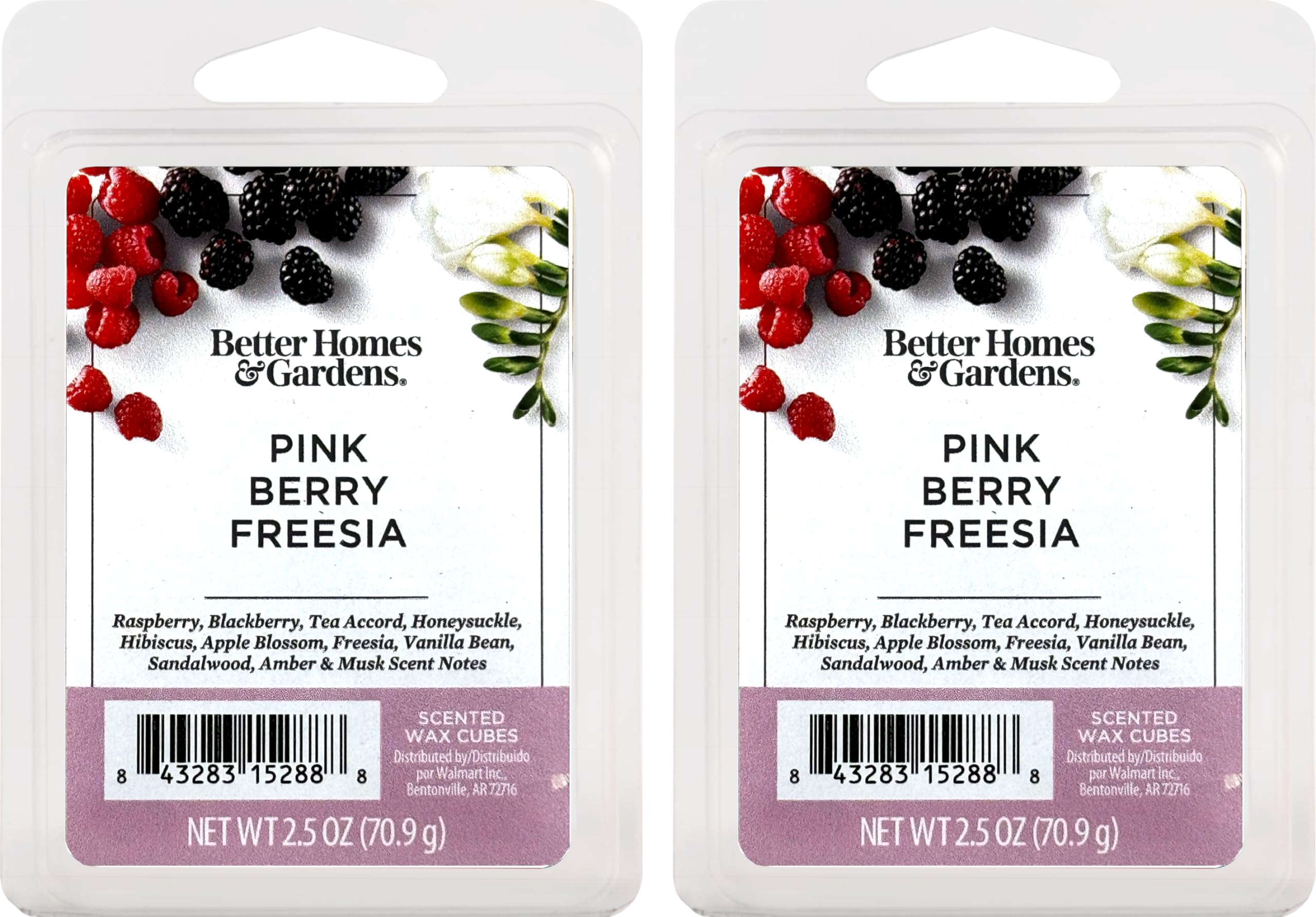 Better Homes and Gardens Scented Wax Cubes 2.5oz 2-Pack (Pink Berry Freesia)