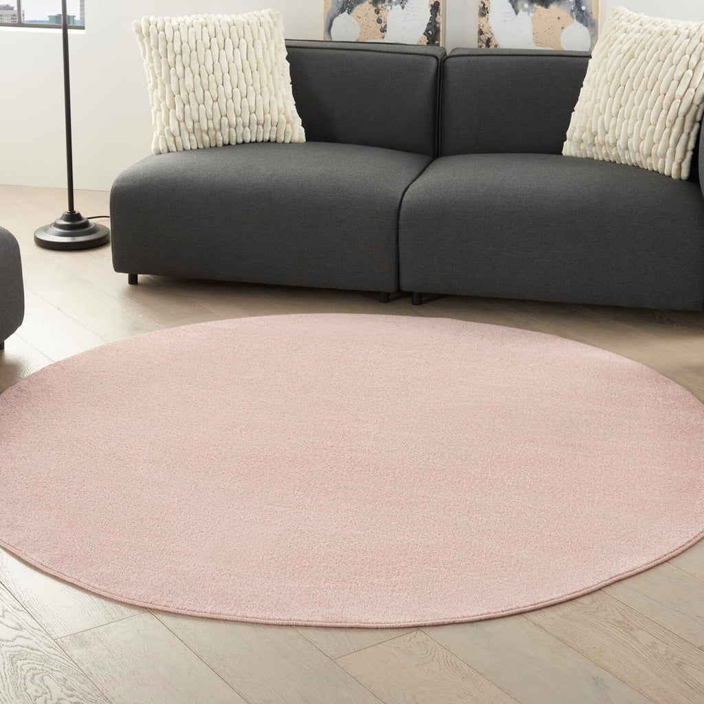 Nourison Essentials Indoor/Outdoor Pink 6' X Round Area -Rug, Easy -Cleaning, Non Shedding, Bed Room, Living Room, Dining Room, Backyard, Deck, Patio (6 Round)
