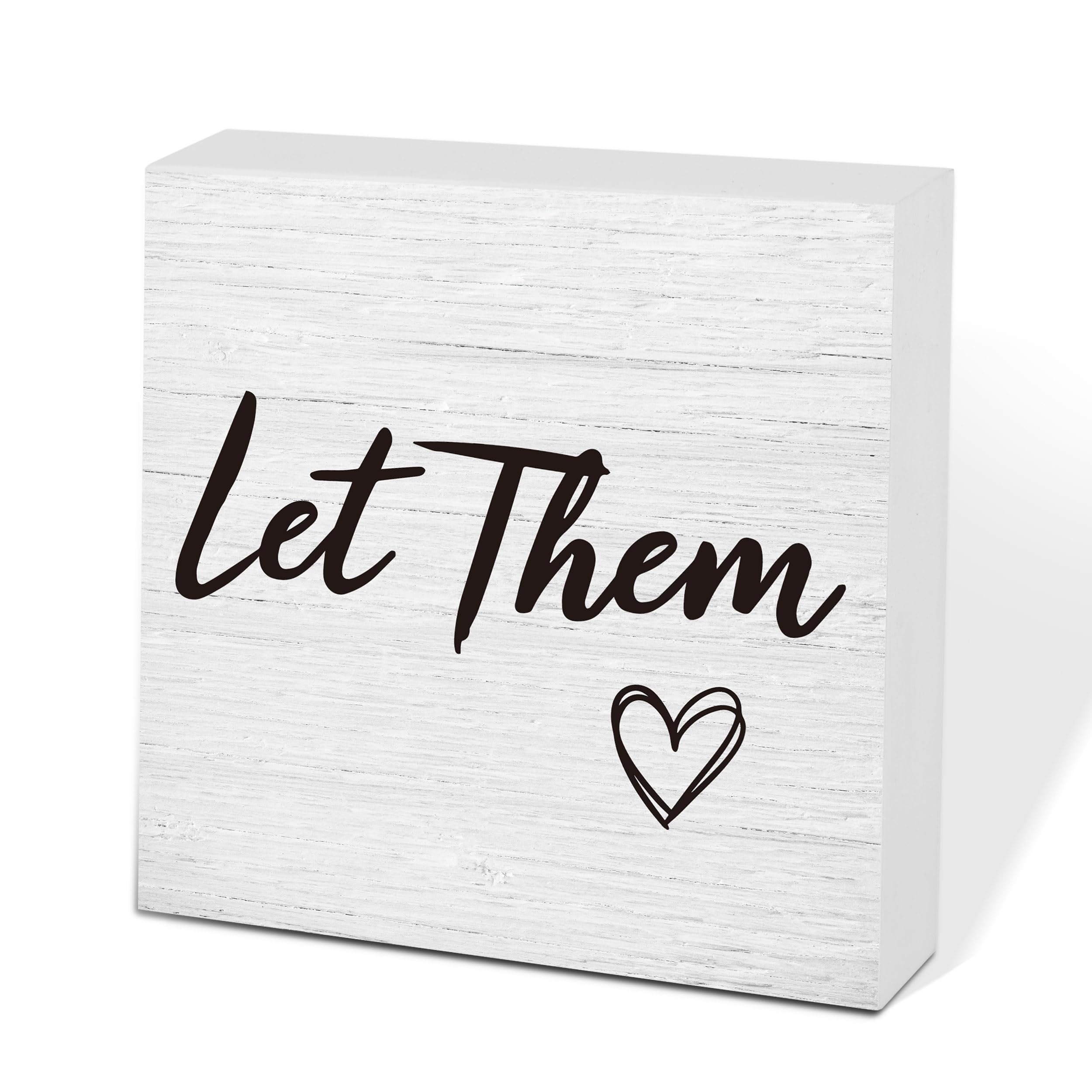 Let Them Wooden Box Sign Decorative Funny Office Home Farmhouse Rusitc Wood Box Sign (5 X 5 Inch), Desk Shelf Tabletop Decor, Of