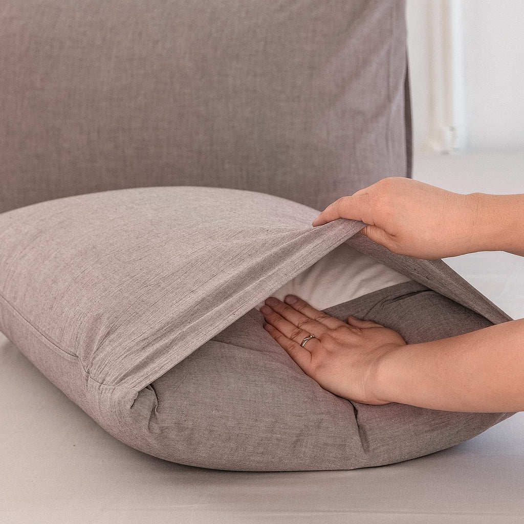 Moomee Bedding Pillowcases Pack Of 2 100% Washed Cotton Linen Like Textured Breathable Durable Soft Comfy (Mauve Brown, Standard