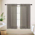 Koufall Taupe Back Tab Rod Pocket Linen Sheer Curtains 52X54 Inch Length