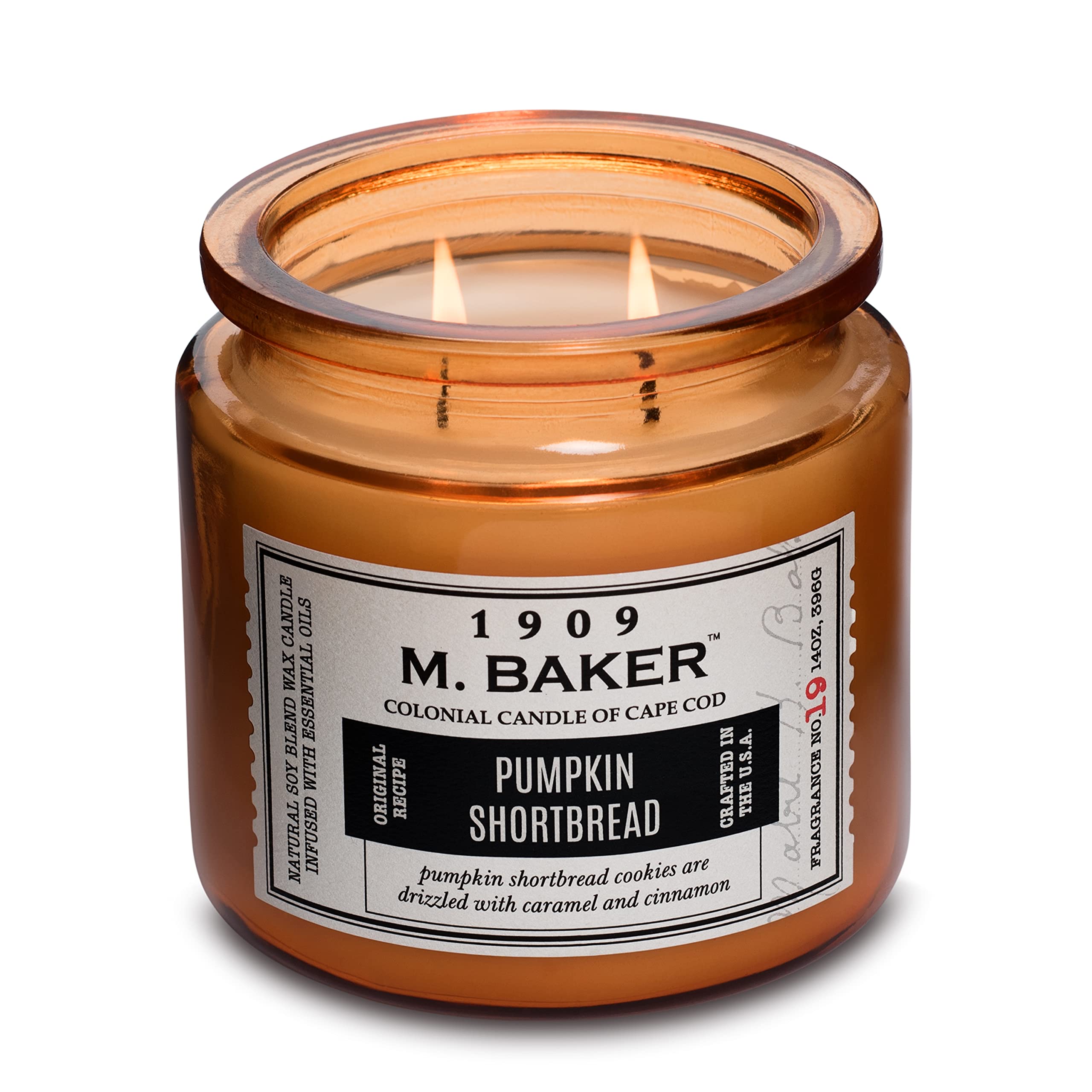 Colonial Candle Pumpkin Shortbread Scented Jar Candle | 2-Wick Natural Soy Blend Wax Candle for Home | Relaxing Aromatherapy Can