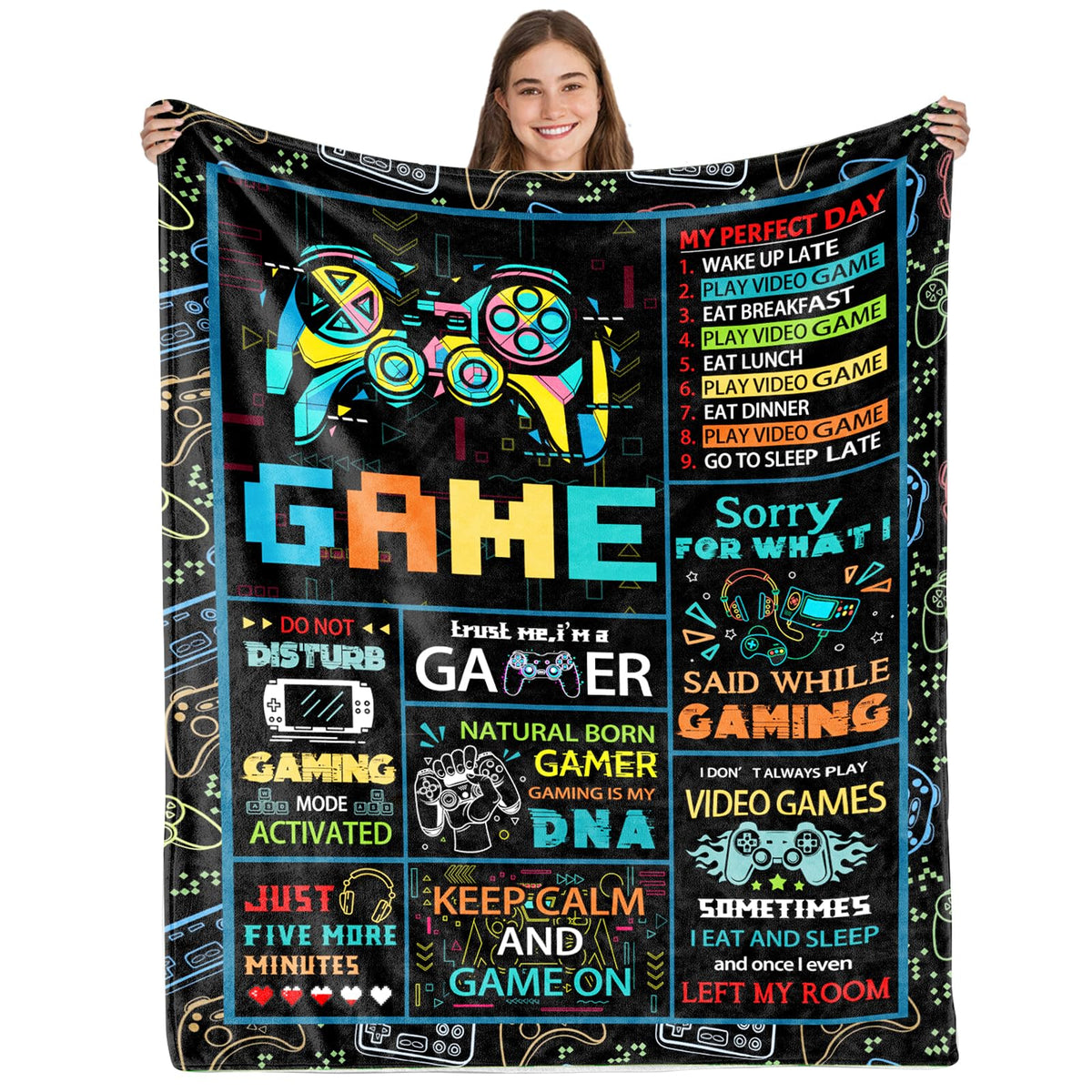 Lariau Gamer Gifts Gaming Gifts For Kids Gamer Blanket For Boys Game Controller Blanket Gamer Decor Blankets For Home Bedroom Bi