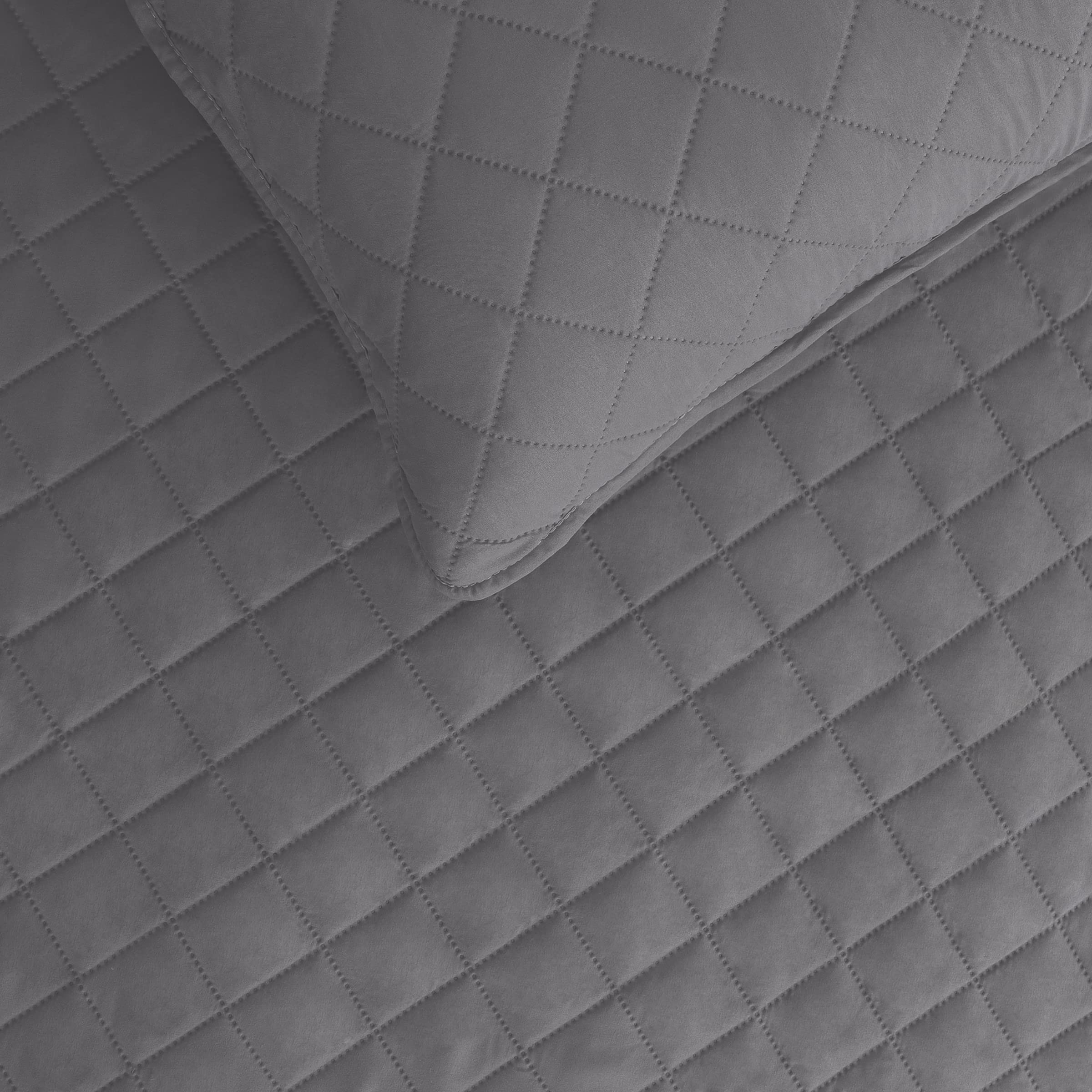 Easy-Going Full/Queen Size Reversible Quilt Set With 1 Quilt And 2 Pillow Shams, Soft Bed Quilt Cover, Lightweight Microfiber Bedspread, Water And Stain Resistant, Gray/Light Gray