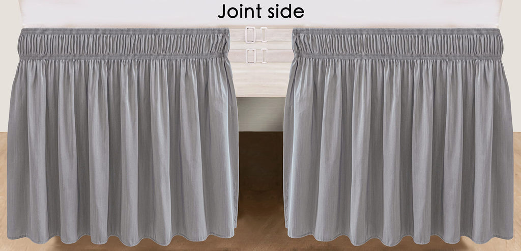 Biscaynebay Wrap Around Bed Skirts With Split Corners For Queen Beds 14' Drop, Silver Grey Elastic Dust Ruffles Easy Fit Wrinkle & Fade Resistant Silky Luxurious Fabric Solid Machine Washable