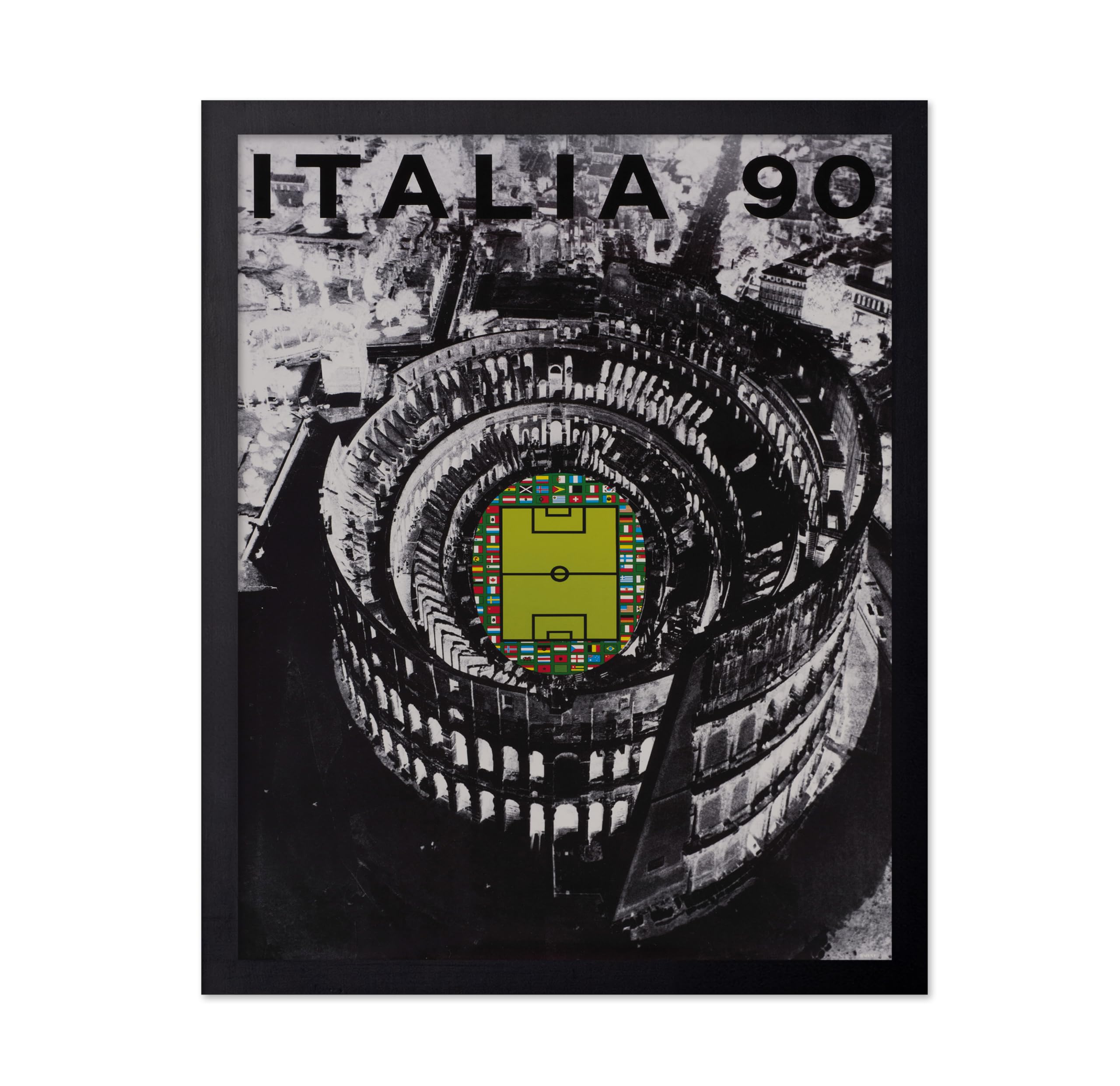 Poster Master Vintage Sports Poster - Advertising Print - World Cup 1990, Italy, Tournament, Football Court, Colorful - Gift for