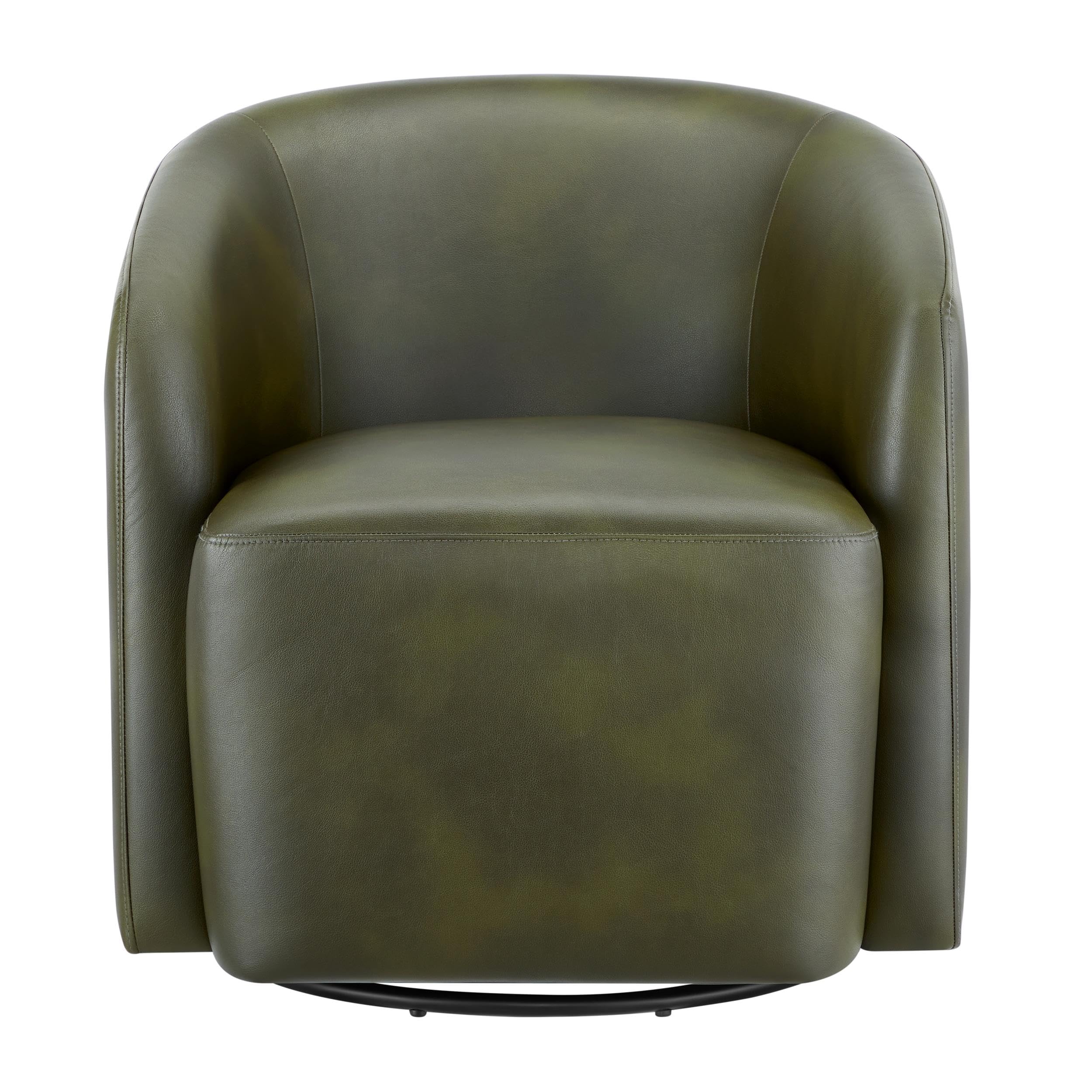 Comfort Pointe Amhurst Fern Green Faux Leather Swivel Barrel Chair