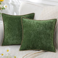 Decoruhome Chenille Soft Throw Pillow Covers 18X18 Set Of 2, Farmhouse Velvet Pillow Covers, Decorative Square Pillow Covers With Stitched Edge For Couch Sofa Bed, Forest Elf