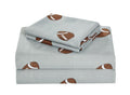 Chezmoi Collection 4-Piece Kids/Teens Sports Sheet Set - Soft Microfiber Gray Brown White Football, Full Size