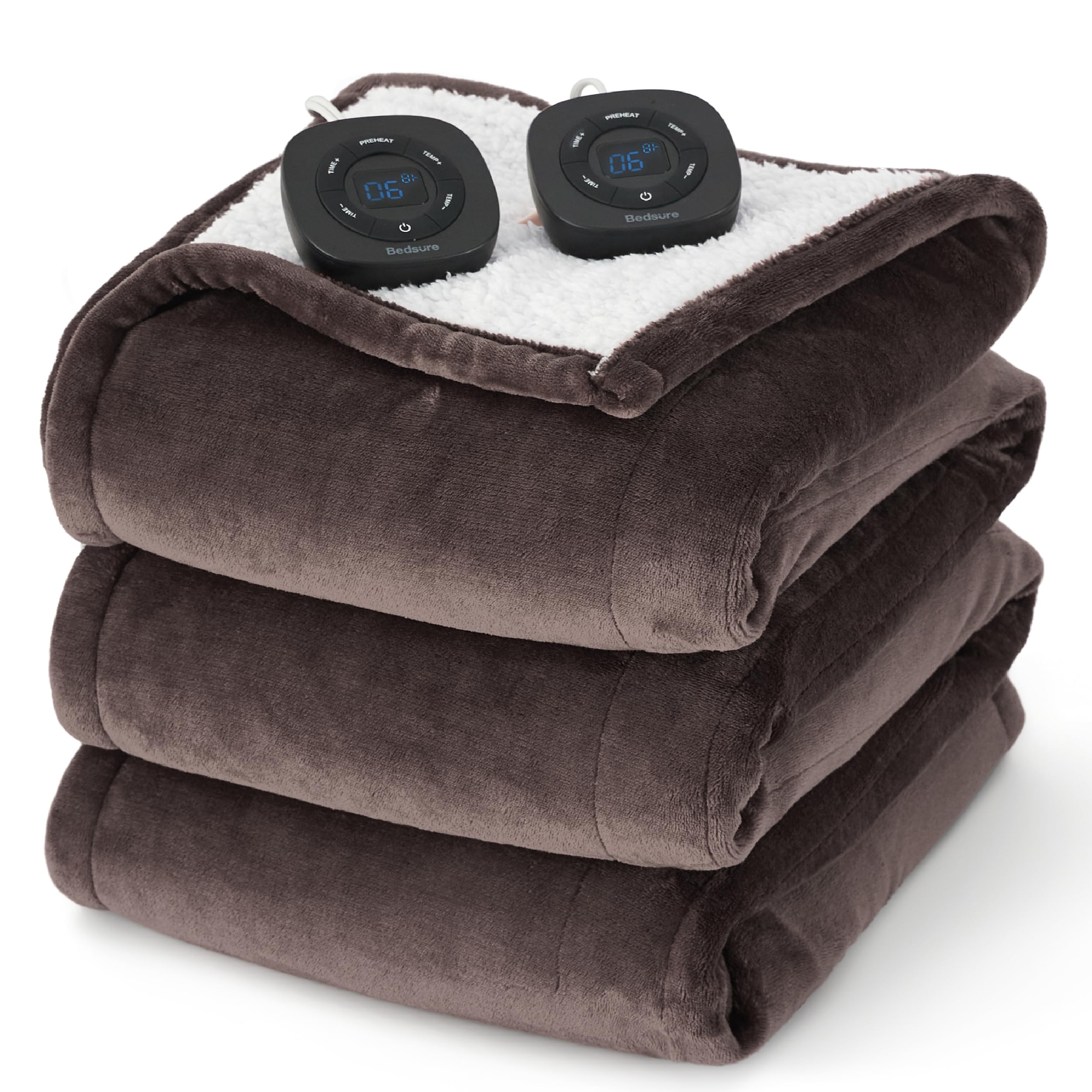 Bedsure Electric Blanket Queen Size - Dual Control Heated Blanket Queen With 10 Heat Settings, Heating Blanket With 10 Time Sett