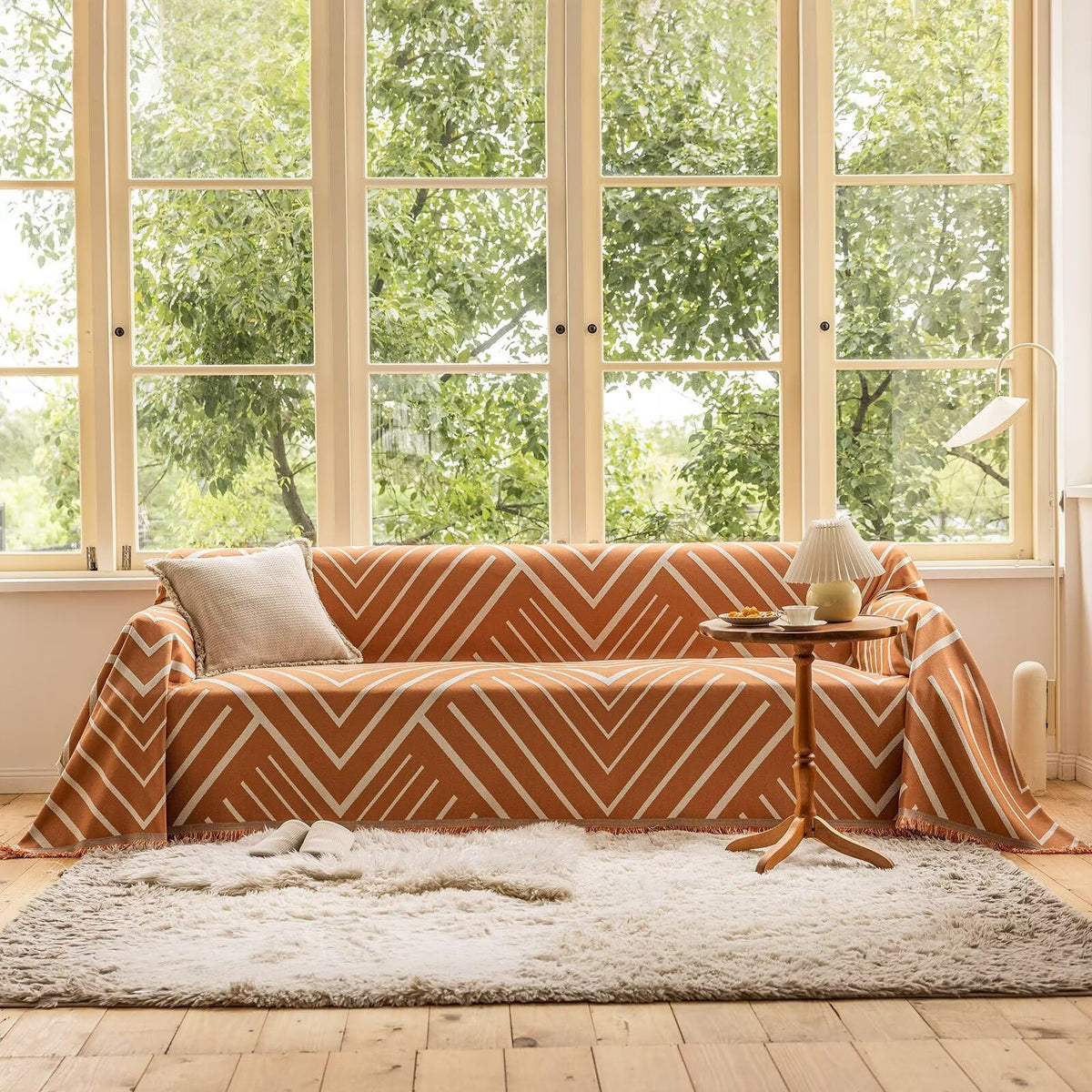 Vclife Boho Couch Cover For 2 Cushion Couch Sofa Thick Chenille Sofa Cover Pumpkin Herringbone Sofa Couch Cover For Dog Anti-Sli