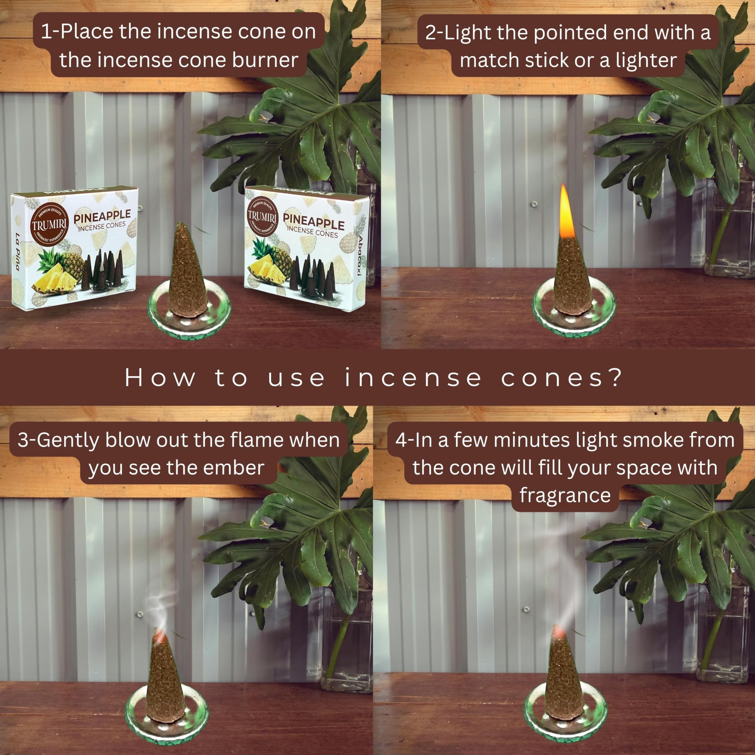 Pineapple Incense Cones - Total 20 Cone Incense - Dual Pack Of 10 Insence Cones - Incense Cones Scented - Cone Incense Scents -