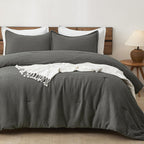 PHF 3 Pieces Waffle Weave Comforter Set King Size, Lightweight Breathable Comfy Bedding Set for All Season, Ultra Soft Textured 
