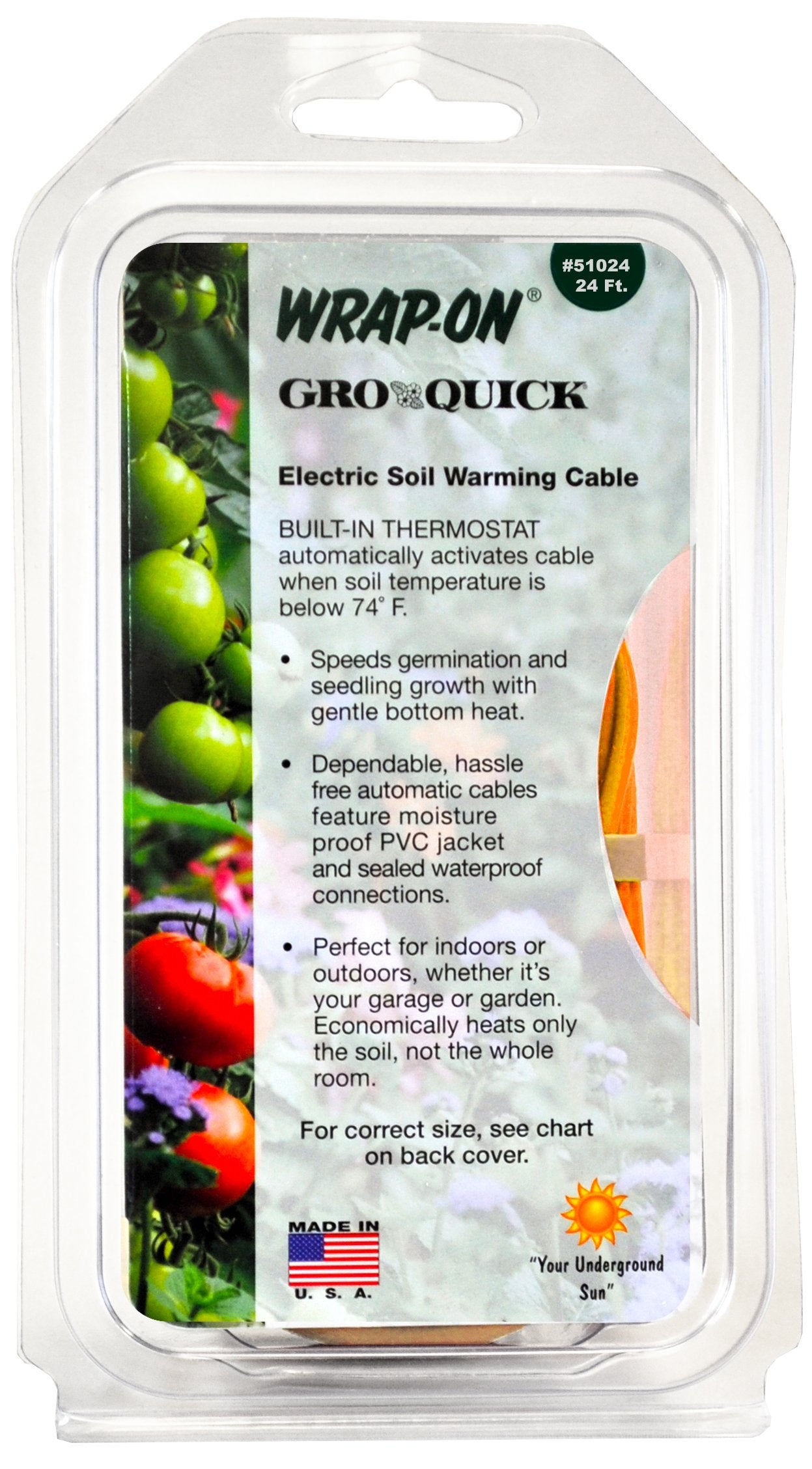 Wrap-On 51024 24' Gro-Quick Soil Warming Cable 84 Watts 0.70 Amps