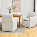 DUHOME Upholstered Dining Chairs Set of 2,Linen Accent Chair for Living Room,Single Sofa Chair with 4 Casters,Upholstered Arm Ch