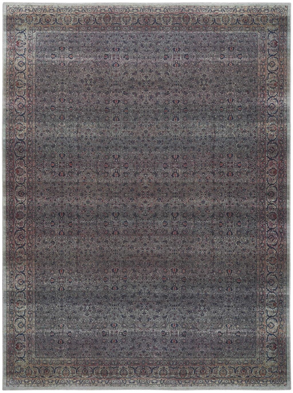 HomeRoots 533344 9 x 12 ft. Blue & Brown Oriental Power Loom Distressed Washable Non Skid Rectangle Area Rug