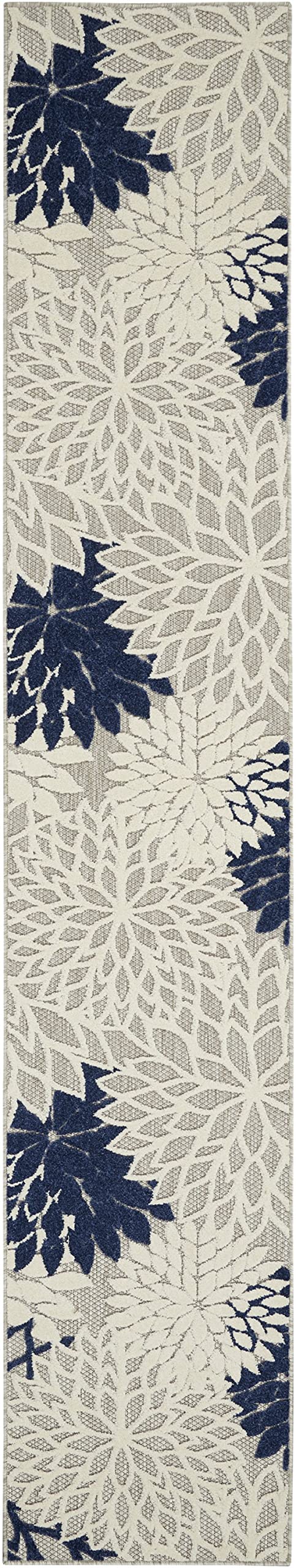 HomeRoots Ivory/Navy 100% Polypropylene 2â?? x 12â?? Ivory and Navy Indoor Outdoor Runner Rug