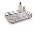 SunnyPoint Classic Decorative Vanity Perfume Dresser Jewelry Organizer Makeup Mirror Tray (Satin Nickel)