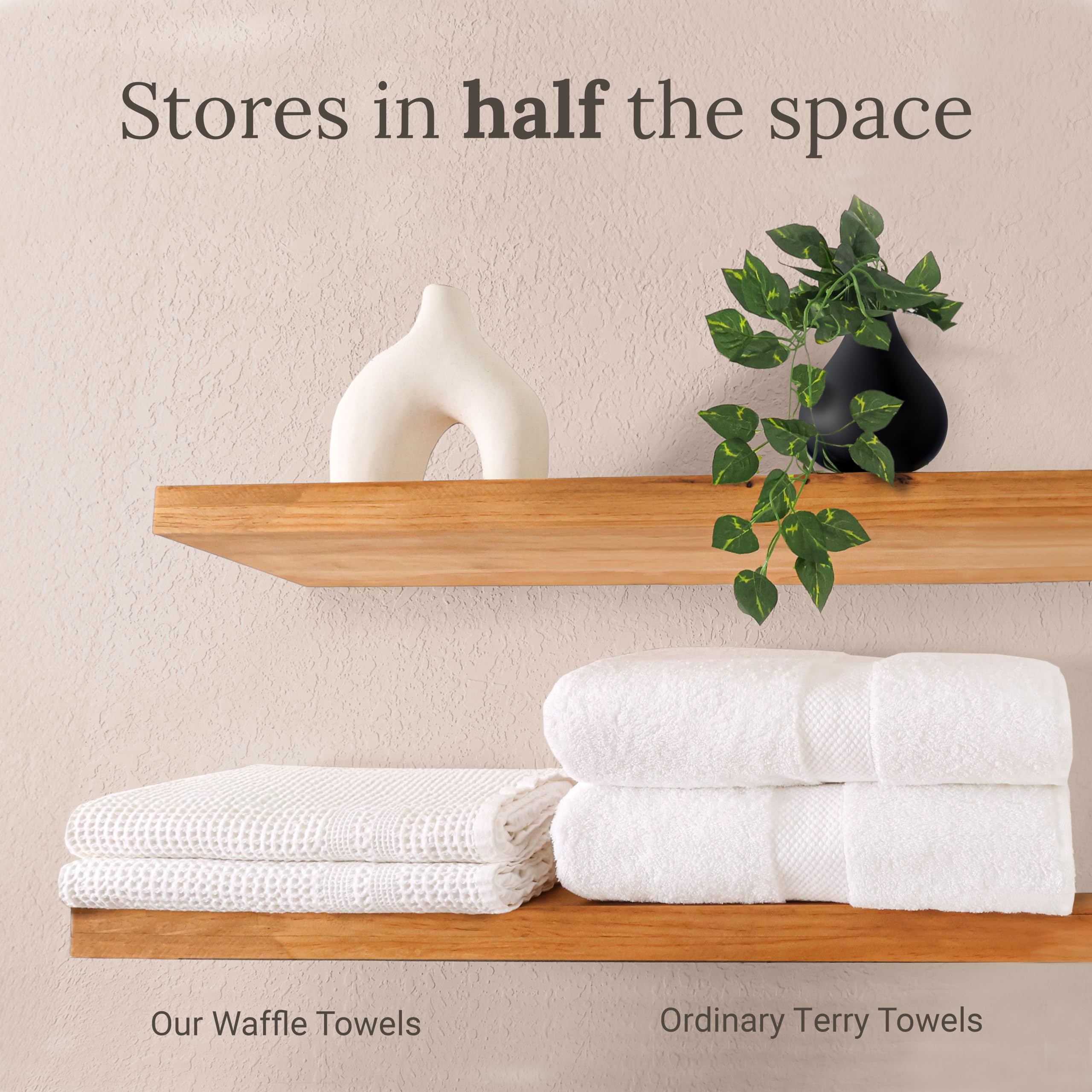 Gilden Tree Waffle Hand Towels For Bathroom Quick Drying Lint Free Thin, 2 Pack, Classic Style (White)