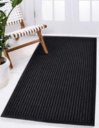 Luxurux Durable Rubber Door Mat, Heavy Duty Doormat, Indoor Outdoor, Easy Clean, Waterproof, Low-Profile Mats For Entry, Patio, Garage, High Traffic Entrance Ways (3 X 5 Feet, Black)