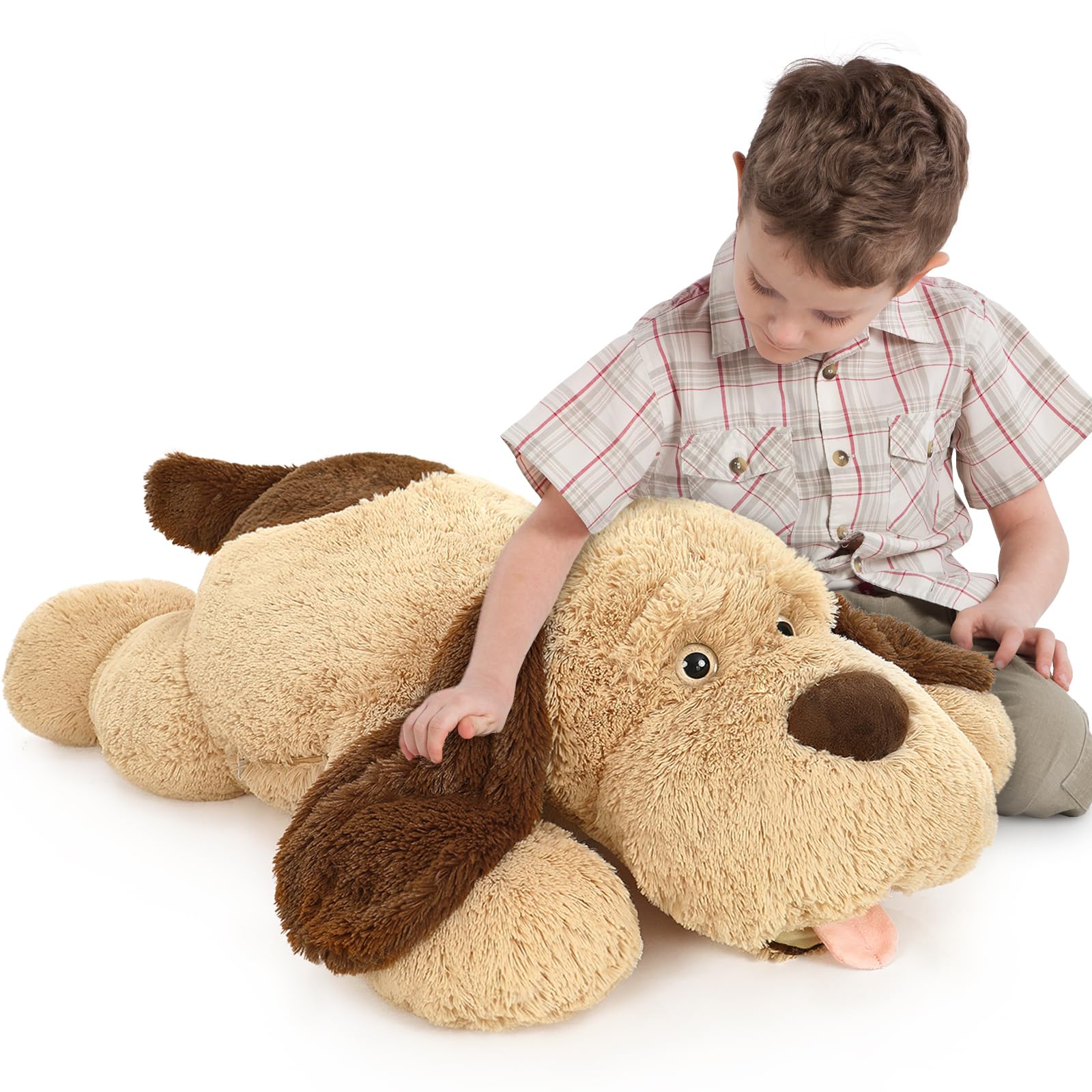 MorisMos Giant Dog Stuffed Animals 40', Large Dog Puppy Plush, 40 inch Big Dog Pillow for Kids, Brown