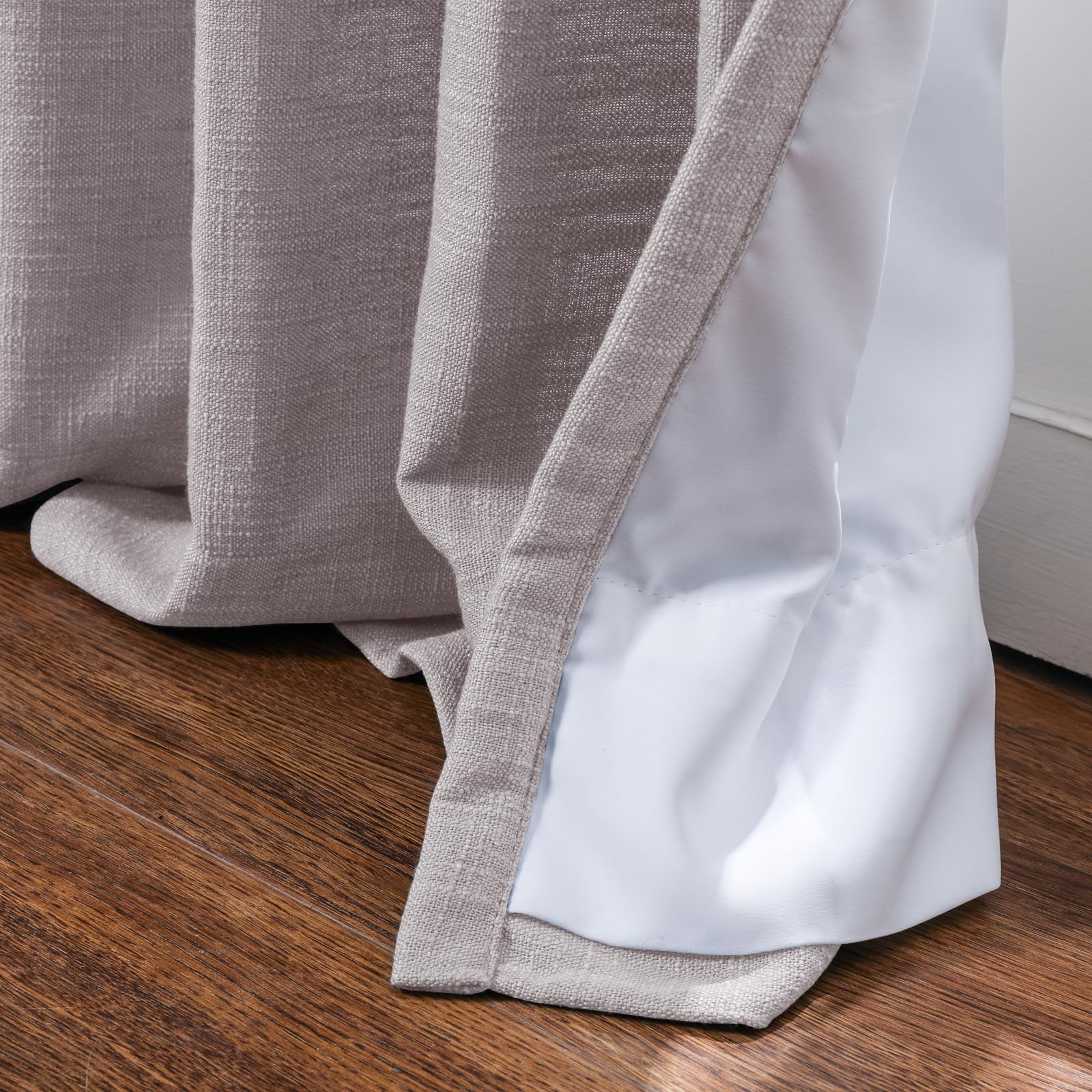 Twopages Parchment Linen Pinch Pleat Drape For Dining Room, Room Darkening Light Filtering Double Layer Lined Curtain Window Tre