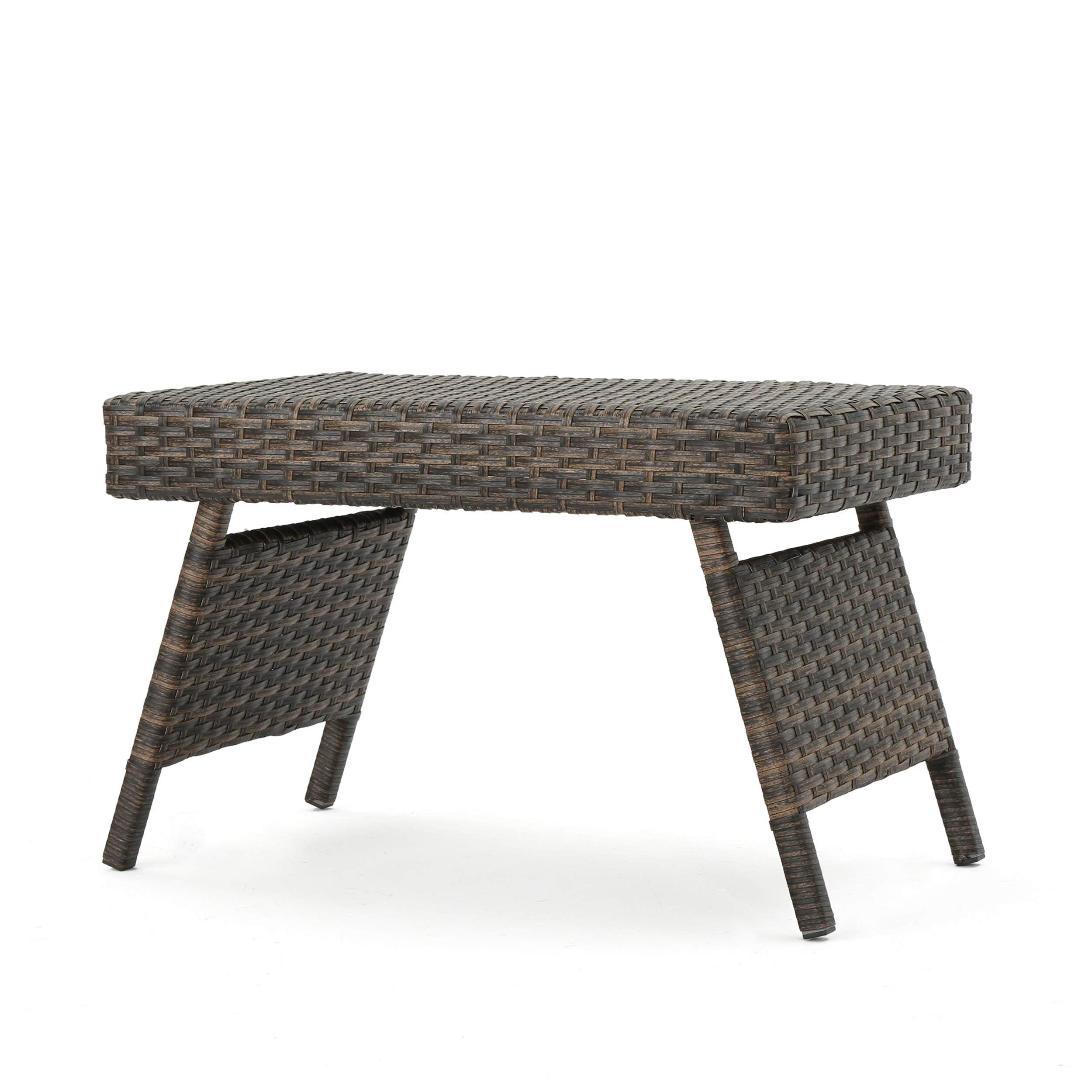 Christopher Knight Home Thira Outdoor Wicker End Table with Aluminum Frame, Mix Mocha-New Condition